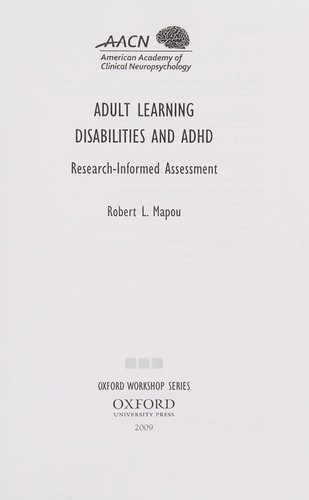 Cover for A guide to assessment of learning disabilities and attention-deficit/hyperactivity disorder in adults