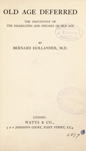 Cover for Old age deferred