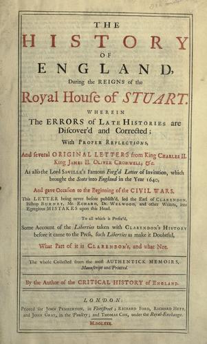Cover for The history of England, during the reigns of the royal house of Stuart.