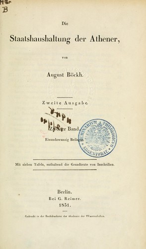 Cover for Die Staatshaushaltung der Athener