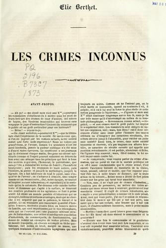 Cover for Les crimes inconnus