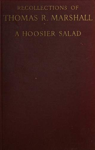 Cover for Recollections of Thomas R. Marshall, vice-president and Hoosier Philosopher
