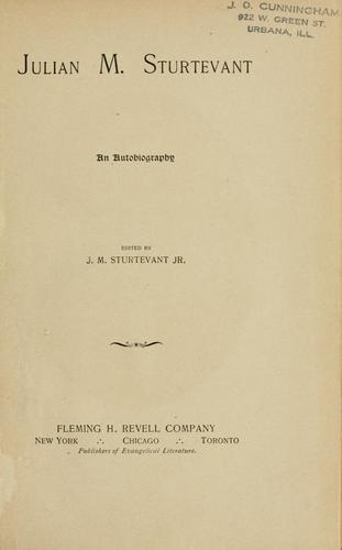 Cover for Julian M. Sturtevant.