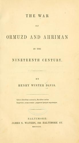 Cover for war of Ozmuzd and Ahriman in the nineteenth century.
