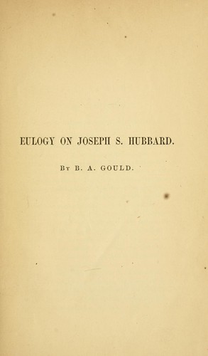 Cover for Eulogy on Joseph S. Hubbard