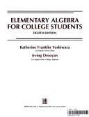 Cover for Elementary algebra for college students