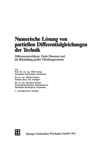 Cover for Numerische Lösung von partiellen Differentialgleichungen der Technik