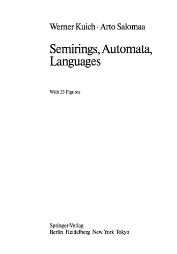 Cover for Semirings, Automata, Languages