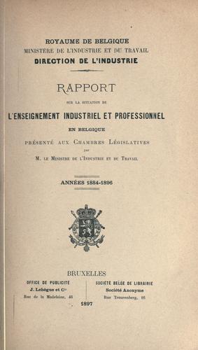 Cover for Rapport sur la situation de l'enseignement industriel et professionnel en Belgique