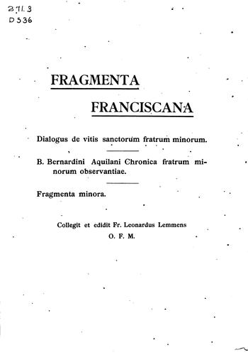 Cover for Dialogus de vitis sanctorum fratrum minorum