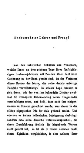 Cover for Pindar's Leben and Dichtung