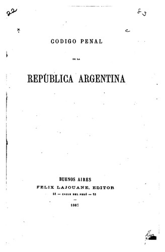 Cover for Código penal de la República argentina.