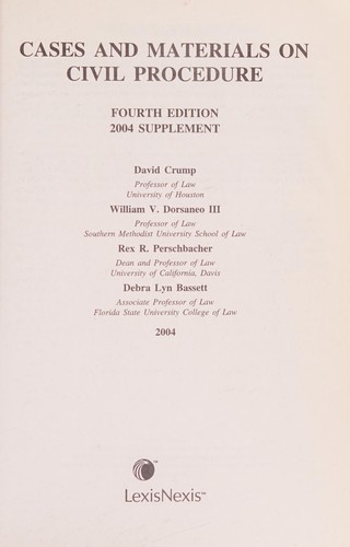 Cover for Cases and Materials on Civil Procedure (2004 Supplement)