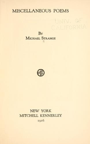 Cover for Miscellaneous poems