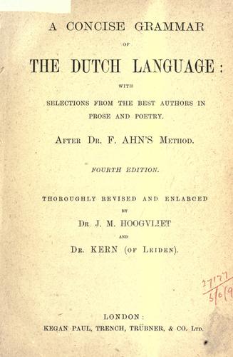 Cover for A concise grammar of the Dutch language