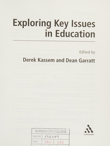 Cover for Exploring key issues in education