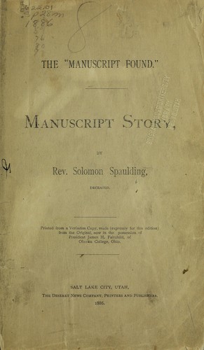 Cover for The "Manuscript Found"