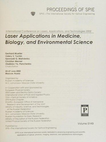 Cover for Laser Application in Medicine, Biology, Environmental Science