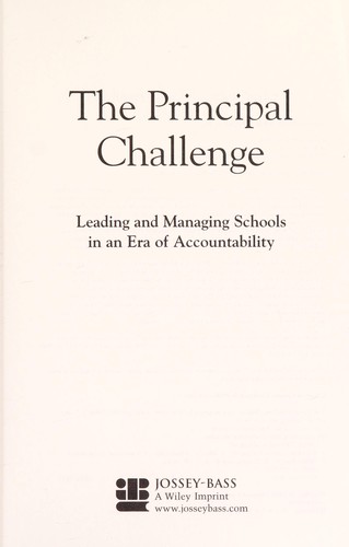 Cover for The principal challenge