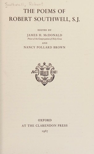 Cover for The Poems of Robert Southwell, S. J