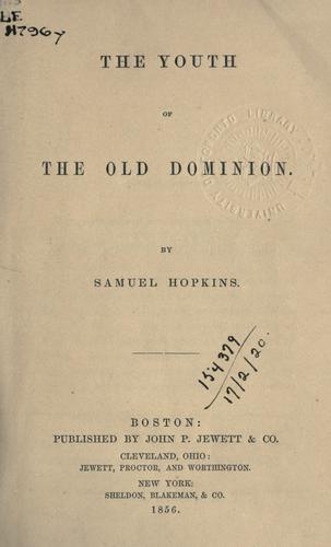 Cover for youth of the old Dominion.