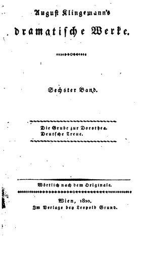 Cover for August Klingemann's dramatische Werke