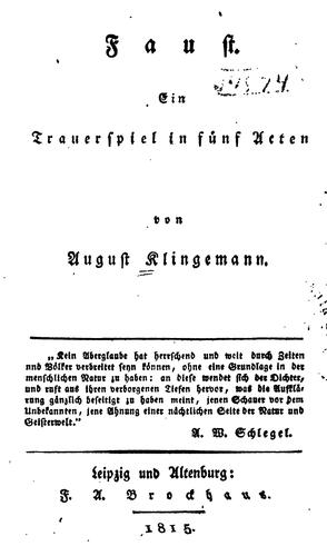 Cover for Faust: Ein Trauerspiel in fünf Acten