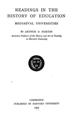 Cover for Readings in the history of education.
