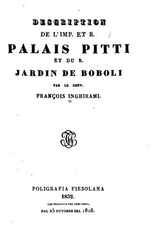 Cover for Description de l'Imp. et R. Palais Pitti et du R. Jardin de Boboli