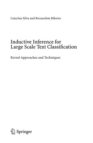 Cover for Inductive inference for large scale text classification