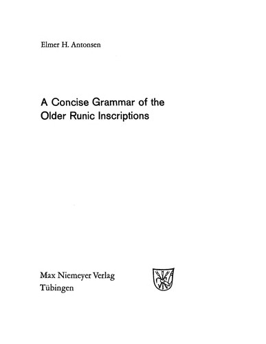 Cover for A concise grammar of the older Runic inscriptions