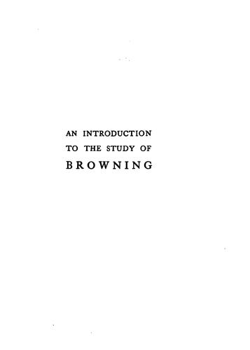 Cover for An introduction to the study of Browning