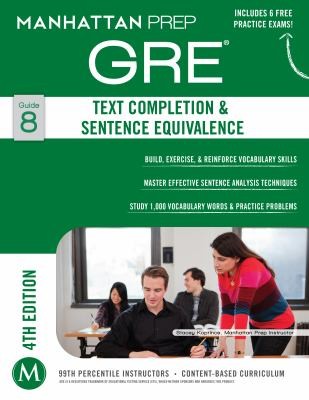 Cover for Text Completion Sentence Equivalence Gre Strategy Guide