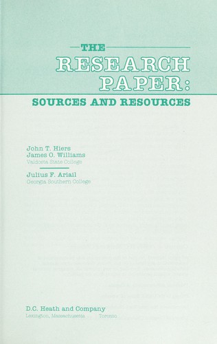 Cover for The research paper