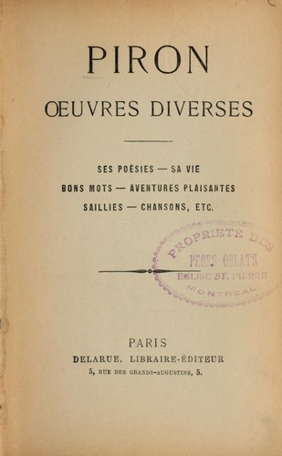 Cover for Oeuvres diverses