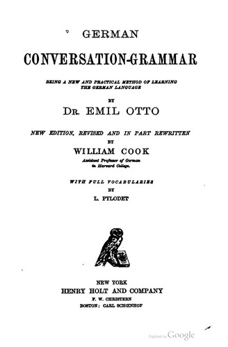 Cover for A German conversation-grammar