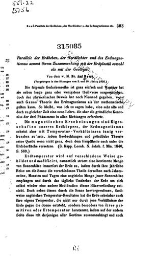 Cover for ... Parallele der Erdbeben: Der Nordlichter und des Erdmagnetismus Sammt ...