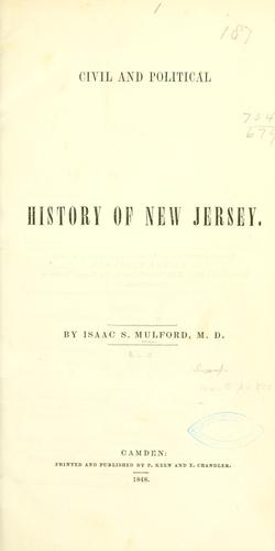 Cover for Civil and political history of New Jersey.