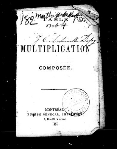 Cover for Table de multiplication composée