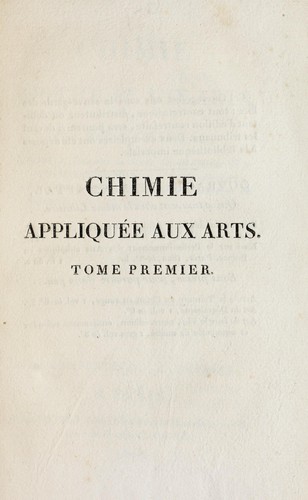 Cover for Chimie appliquée aux arts