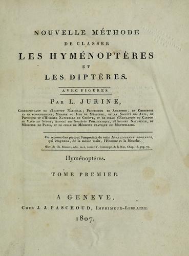 Cover for Nouvelle méthode de classer les hyménoptères et les diptères.