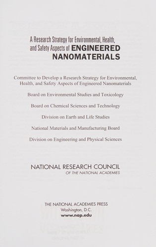 Cover for A research strategy for environmental, health and safety aspects of engineered nanomaterials