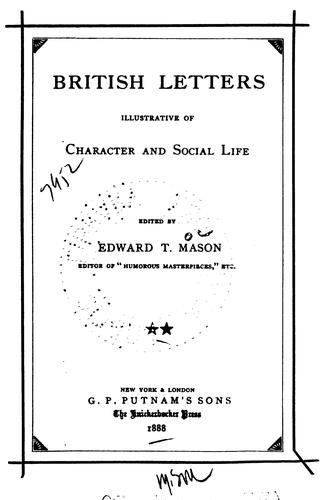 Cover for British letters illustrative of character and social life