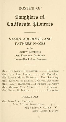 Cover for Roster of Daughters of California pioneers