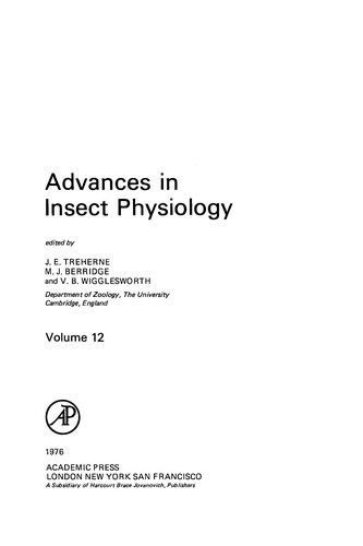 Cover for Advances in insect physiology
