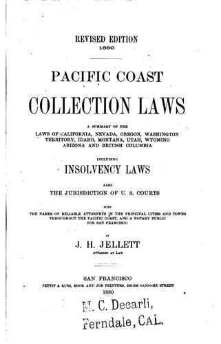 Cover for Pacific Coast Collection Laws: A Summary of the Laws of California, Nevada, Oregon, Washington ...