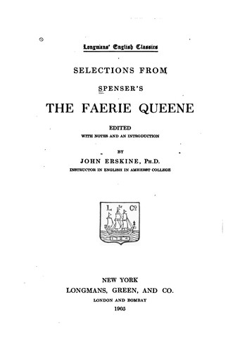 Cover for Selections from Spenser's The faerie queene