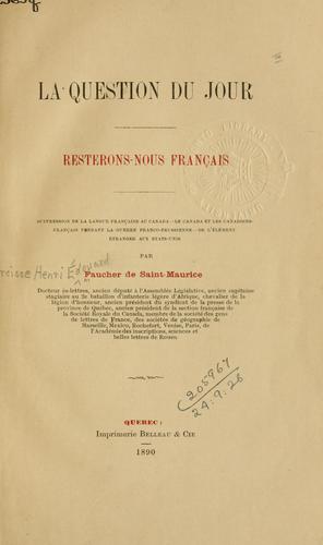 Cover for La question du jour
