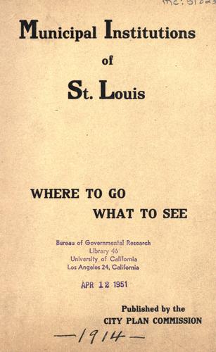Cover for Municipal institutions of St. Louis
