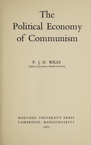 Cover for The political economy of communism